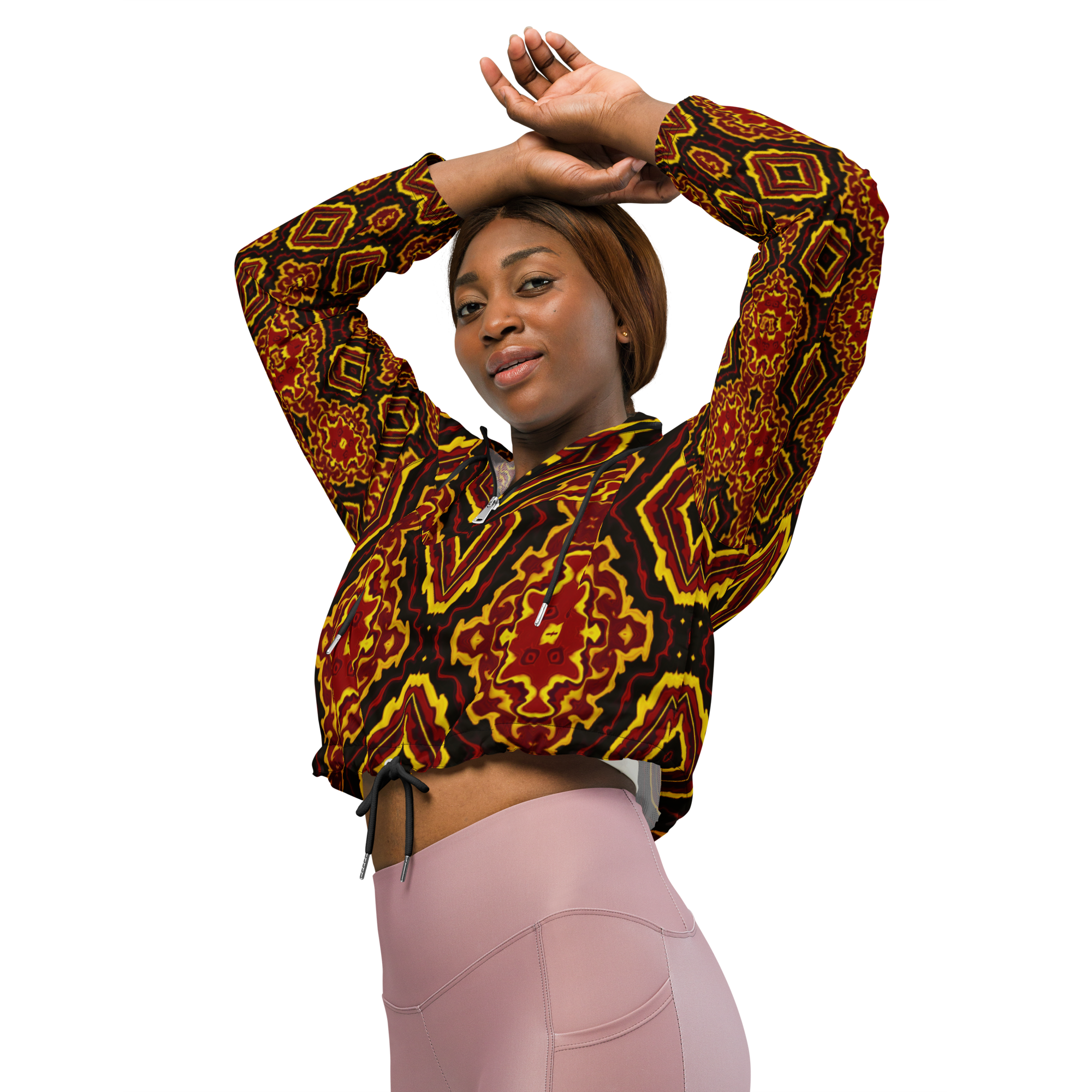 CYC Fire Red and Black Women’s cropped windbreaker
