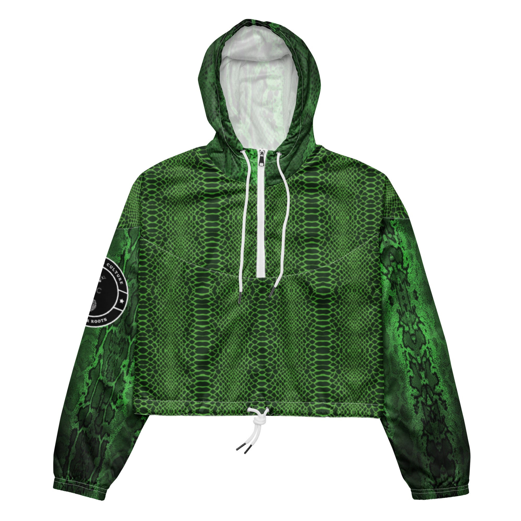 Green Snake Print C.Y.C Women’s cropped windbreaker