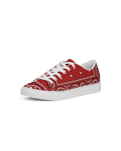 Red paisely Women's Faux-Leather Sneaker