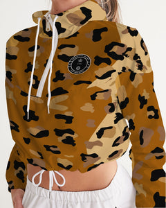 Brown cheetah Women's Cropped Windbreaker