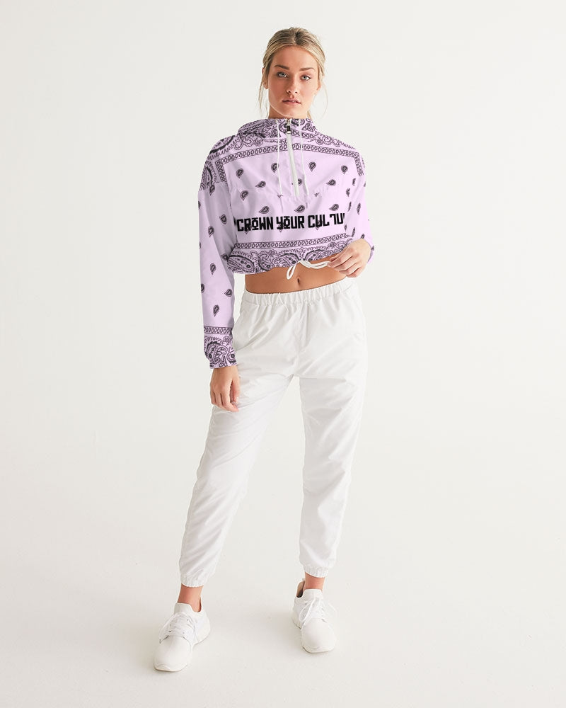 CROWN YOUR CULTURE Women's All-Over Print Cropped Windbreaker